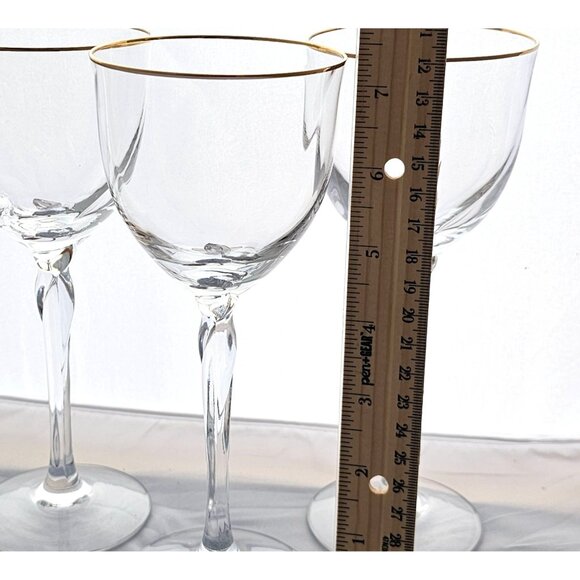 6 Lenox Unity Gold Wine Glasses 7.5" USA crystal goblets twisted stem marked 198 - Picture 5 of 10